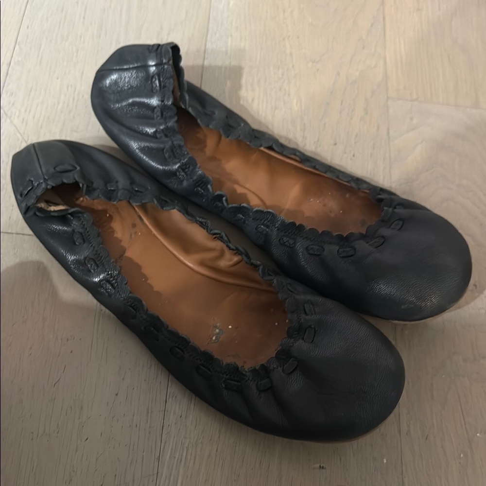 See by chloe Black Leather Ballet Flats size 8